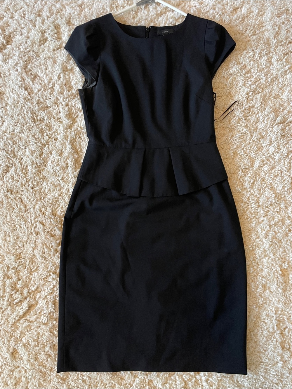 J. Crew Black Cap Sleeve Peplum Sheath Dress